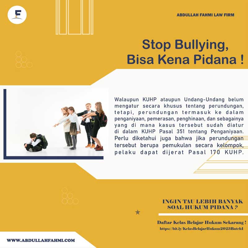 Stop bullying, bisa kena pidana!