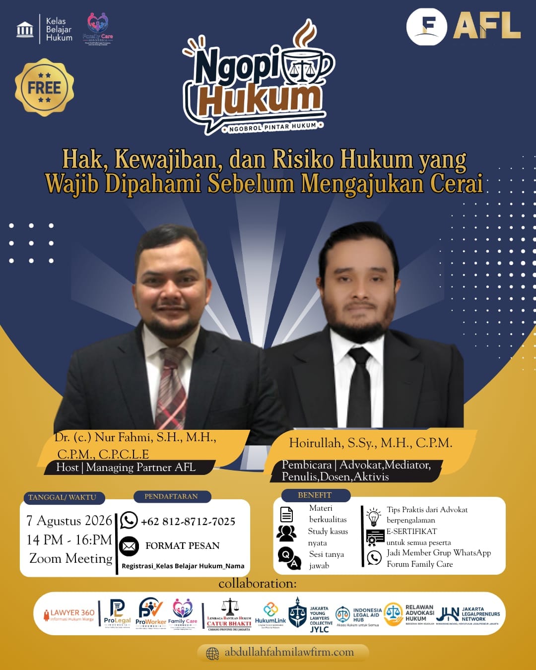 Ngopi Hukum, Hak, Kewajiban dan Risiko Hukum yang Wajib Dipahami Sebelum Mengajukan Cerai