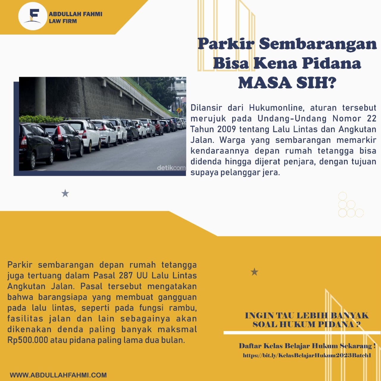 Parkir sembarangan bisa kena pidana, masa sih?